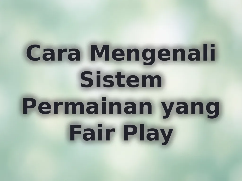 Cara Mengenali Sistem Permainan yang Fair Play